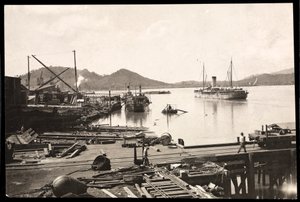 View of Pier and Ship in the Harbor at Balboa, Panama, the Pacific Entrance to the Canal by Byron Company
